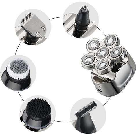 Rasoir électrique pour hommes – Tête flottante rotative 6D – Kit de toilettage 6 en 1 – Rasage humide et sec – Charge rapide USB (1/4)