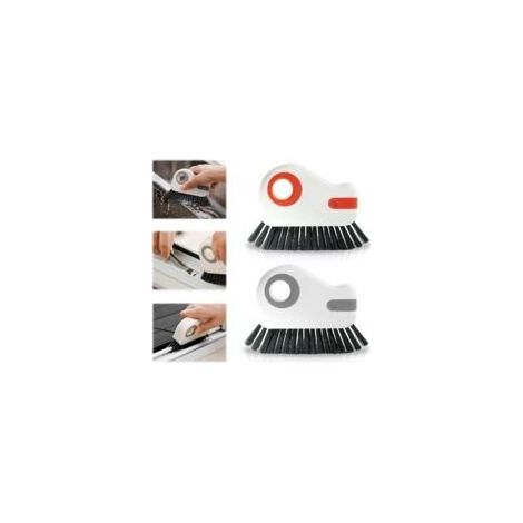 Lot de 2 brosses de nettoyage 2 en 1 – Poils durs en PET – Grattoir caché pour rails de fenêtres et portes coulissantes – Nettoyage efficace-Crezuo (1/5)