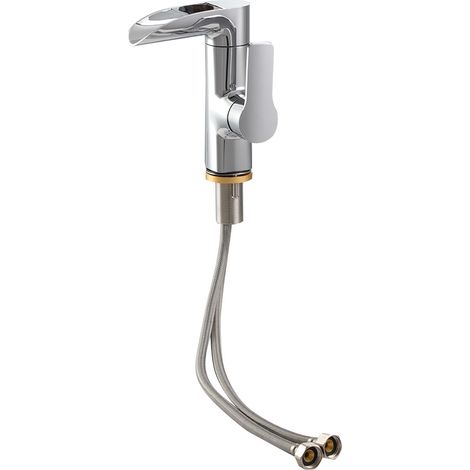 Robinet de lavabo salle de bain simple orientable, robinet de vasque (G1/2"), rotatif, usage domestique, finition chromée.