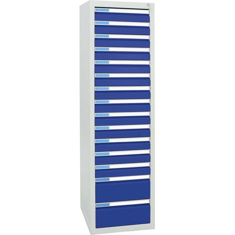Stumpf Schubladenschrank Serie ESTA, 15 Schubladen enzianblau (13x100, 2x200mm) (1/2)