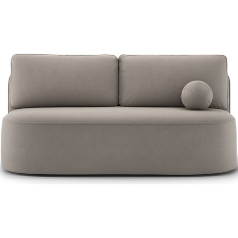 Canapé convertible 2 places KOURA tissu doux avec coffre – 193cm-Taupe (1/5)