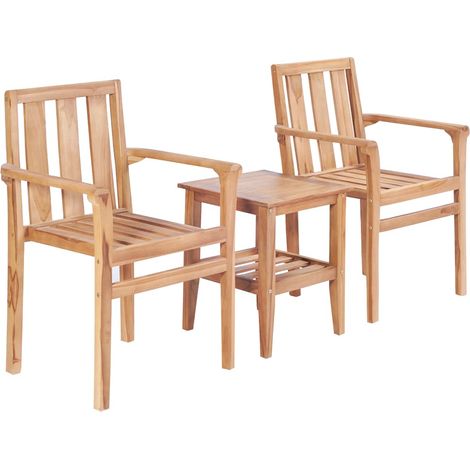 Juego de mesa y sillas de jardín 3 piezas madera de teca maciza vidaXL (1/5)