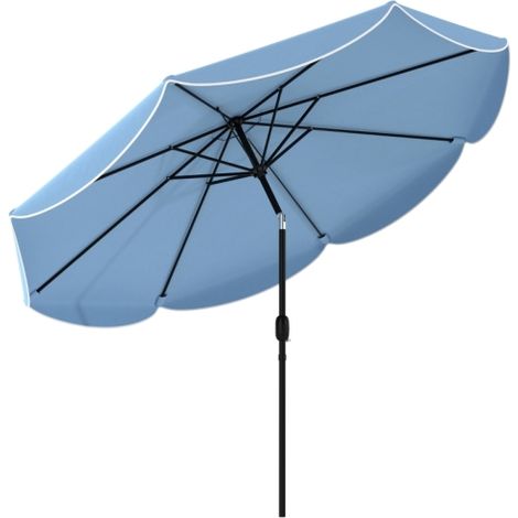 Parasol rond, parasol de balcon, parasol de plage avec 3 positions d'inclinaison, manivelle, 8 baleines, Ø 265 x 235 cm (H), bleu ciel (1/5)