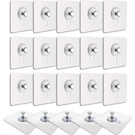Lot de 20 accroches tableaux sans percer – Crochets adhésifs transparents – Charge jusqu'à 2 kg – Installation facile sur surfaces lisses (1/5)