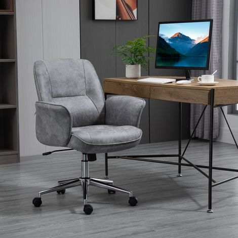 Ergonomischer Bürodrehstuhl, Höhenverstellbar mit Wippfunktion und Polsterung, Polyester Hellgrau (1/5)