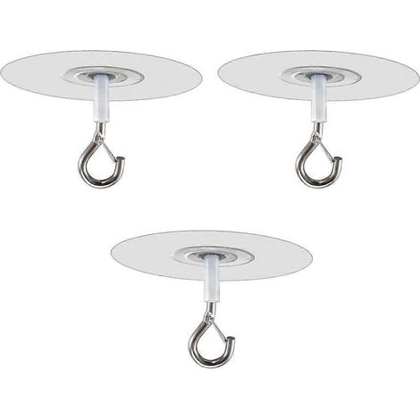 Lot de 3 crochets de plafond sans trace, grande base, pour mur, balcon ou extérieur. (1/4)