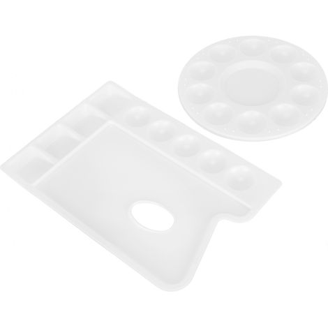 2 godets Palette Ronds Rectangulaires Plastique pour Peinture DIY, Lot de 2 Accessoires Art Créatif (1/5)