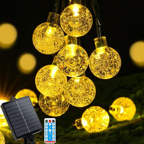Guirlande Lumineuse Globe, 10m 100 LEDs Guirlande Lumineuse à Pile avec Télécommande, 8 Modes D’Éclairage pour Intérieur/Extérieur, pour Noël, Jardin, Cour, Mariage, Fête (Blanc Chaud) (1/5)