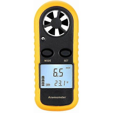 Mini anémomètre numérique LCD mesurant la vitesse du vent, la vitesse de l'air et la température rétroéclairé. (1/4)