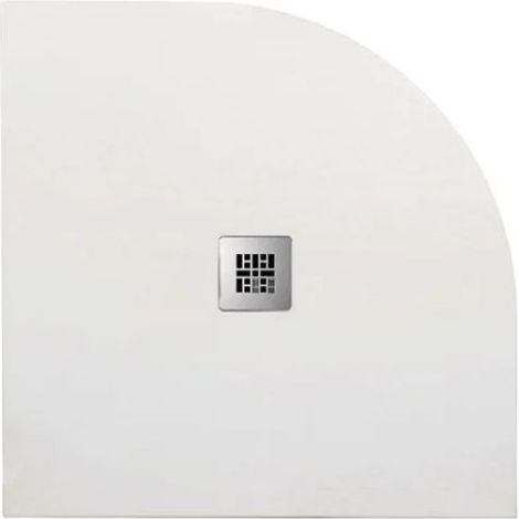 Piatto doccia semicircolare Barbottina in marmoresina bianco h2,8 80x80 cm