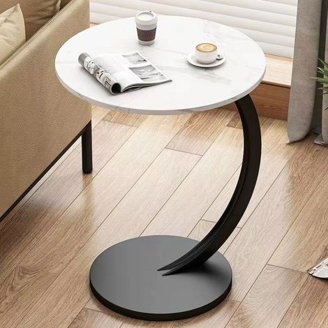 Table d'appoint en acier industriel – Dimensions 60 x 40 x 38 cm – Design en C pour petits espaces – Montage compact pour salon et bureau (1/5)