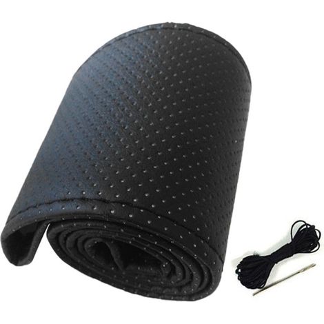 Handgenähter Lenkradbezug aus Leder, strapazierfähig und atmungsaktiv, für alle Fahrzeuge mit 15 Zoll Durchmesser, aus Mikrofaserleder – ideal als Zubehör (1/5)