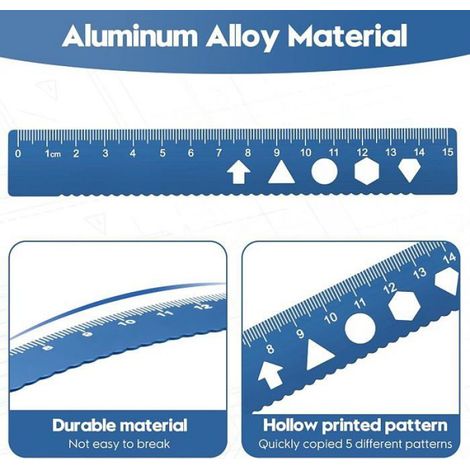 Kit De Géométrie - Règle 15 Cm - Rapporteur - Triangles 45° Et 60° - En Alliage D'aluminium - Pour École Et Bureau - Lot De 4 Pièces (1/5)