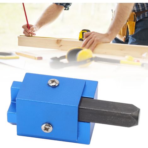 Outils de menuiserie : ciseau à angle droit, ciseau carré, rainures encastrées pour charnières et serrures de porte, outils de menuiserie bleus. (1/5)