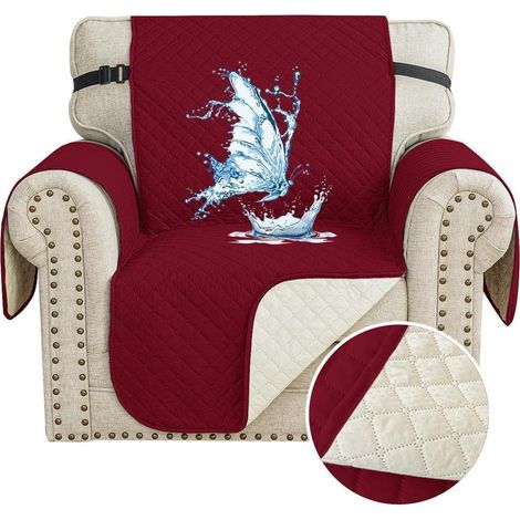 Sofaüberwurf 1 Sitzer wasserdicht, rutschfest, für Haustiere, burgunderrot (1/5)