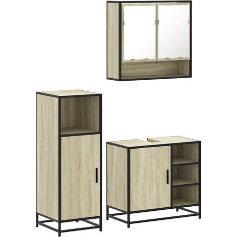Maison Exclusive - 3-tlg. Badmöbel-Set Sonoma-Eiche Holzwerkstoff