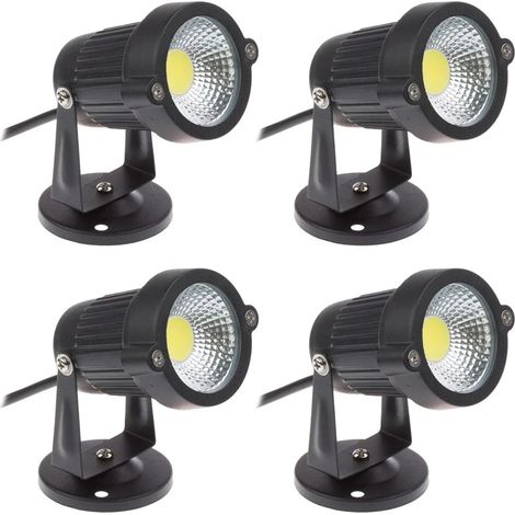 Set of 4 Cob LED Spotlight 5W 220V Adjustable Garden Spotlights Outdoor Lighting Garden Terrace(Cold White) (1/5)