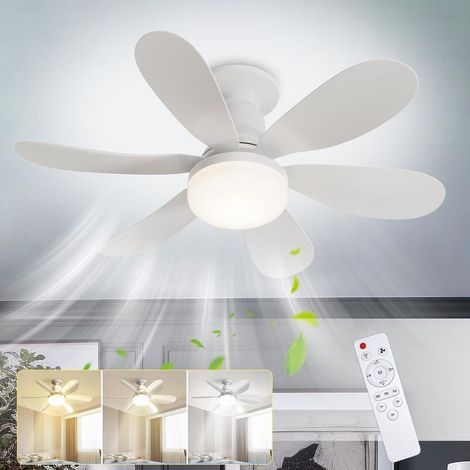 Ventilateur de Plafond LED Dimmable 52CM avec Lumière E27 et Télécommande, 6 Pales, 3 Vitesses (1/5)