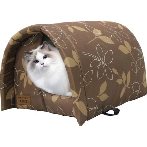 Outdoor Cat Kennel Waterproof Foldable Weatherproof Shelter with Plush Cushion Warm Winter Tent for Cats and Dogs 54 x 42 x 36 cm (1/5)
