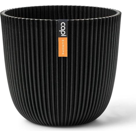 Capi Europe Übertopf Groove Kugel Schwarz Ø 13 cm - Kunststoff