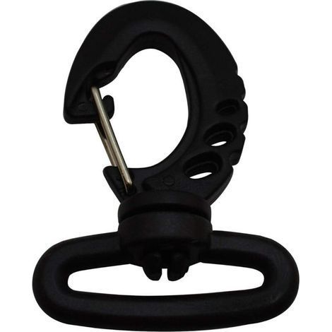 5Pcs Black Plastic Swivel Oval Carabiner with Lobster Clasp (1/3)