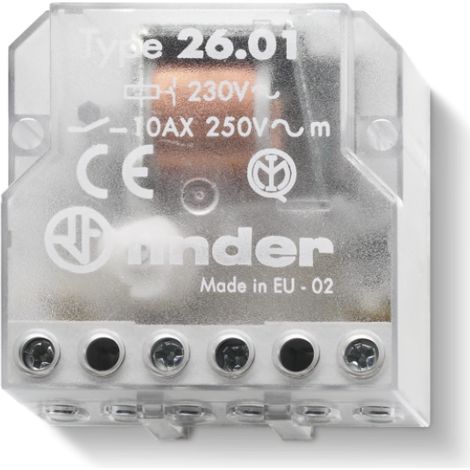 Finder – Télérupteur 1NO 10A 230V AC – Bornes à cage – Pour tableau électrique – Installation facile dans espaces confinés