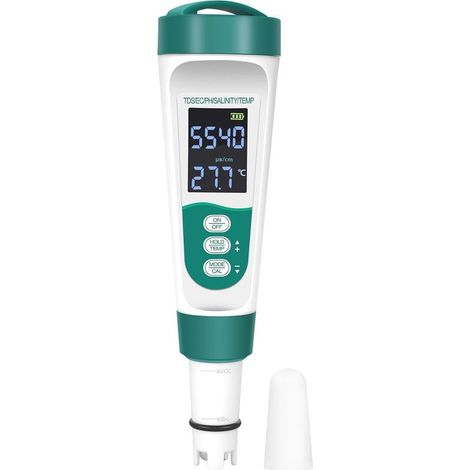 PH Metre 5 en 1 Numérique,Testeur PH,5 en 1 PH Metre Alimentaire(PH/TDS/EC/SALT/TEMP)PH Mètre Numérique avec LCD Rétroéclairé et Étalonnage (1/5)