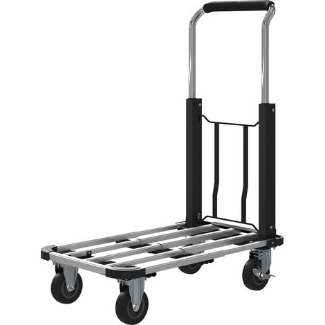 HOMCOM Carrello Pieghevole Portapacchi con Pedana Estensibile Capacità 150 kg