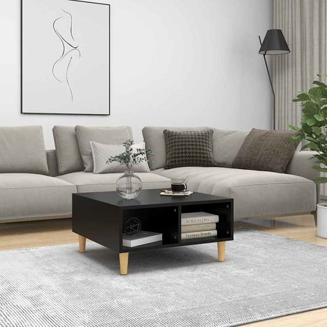 vidaXL Mesa de centro madera contrachapada negro 60x60x30 cm (1/5)