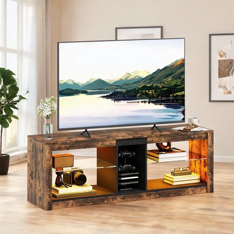 Meuble TV marron en panneau de particules 140 x 35 x 47 cm (1/5)