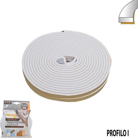 JOINT ADHÉSIF 6 MT EXCESSEUR DE COURANT D'AIR POUR PORTES ET FENÊTRES CAOUTCHOUC 0,9 CM I