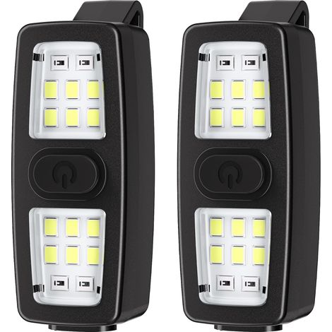 Paquete de 2 luces LED recargables negras con clip para correr, ideales para la noche. (1/5)
