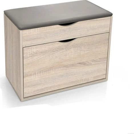 Schuhschrank mit Sitzkissen Gaia 63 x 30 x 50 cm in Eiche