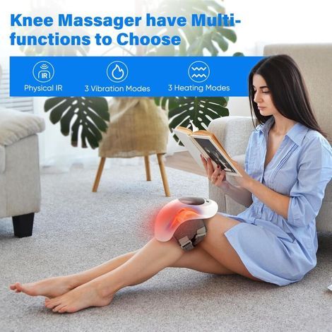Masseur de genou, affichage multifonctionnel masseur de genou sans fil, masseur de genou infrarouge portable avec température réglable et fonction de vibration pour soulager l'arthrite du genou (1/5)