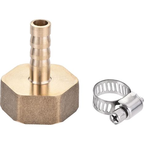 Raccord Cannelé Tube Laiton Connecteur Adaptateur 8mm Barbelé x G3/4 Femelle Tuyau avec Tube Pince et Rondelle (1/5)
