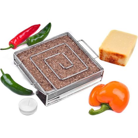 Quadratische Räucherbox aus Edelstahl für Grill- und Holzspäne, Outdoor-Camping-Werkzeuge