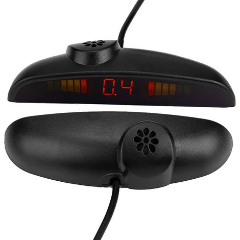 Capteur de recul voiture avec 4 capteurs radar rouges, détecteur de stationnement avec avertissement vocal anglais, kit complet pour voiture (1/5)