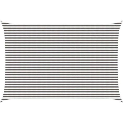 Voile d'ombrage gris clair et blanc 4 x 6 mètres en PEHD (1/5)