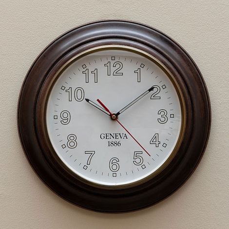 Horloge murale bois foncé manguier 28cm (1/4)