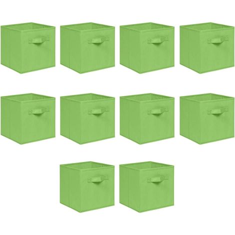 Foldable Storage Boxes,Non-Woven Fabric Storage Box Set,Storage Drawers for Cube Storage Unit,26.5x26.5x28 cm (Green, Set of 10)