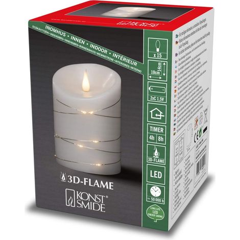 Konstsmide - Candele grandi, 3D, senza fiamma, con funzione timer 4 o 8 ore, 14 x 10 cm, luce bianca a batteria (1/4)