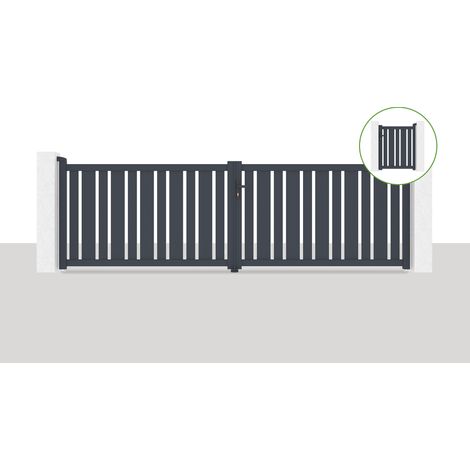 Puerta abatible 4x1,2m VEYMONT + Puerta 1m VEYMONT H.1,2m gris (1/5)