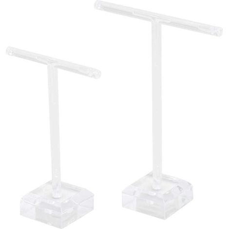 Lot de 2 présentoirs à bijoux en acrylique en forme de T, support pour colliers, boucles d'oreilles et bracelets. (1/5)