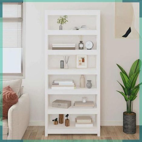 Bibliothèque - 821695 - Blanc - Bois de pin massif - 80 x 35 x 183 cm (1/5)