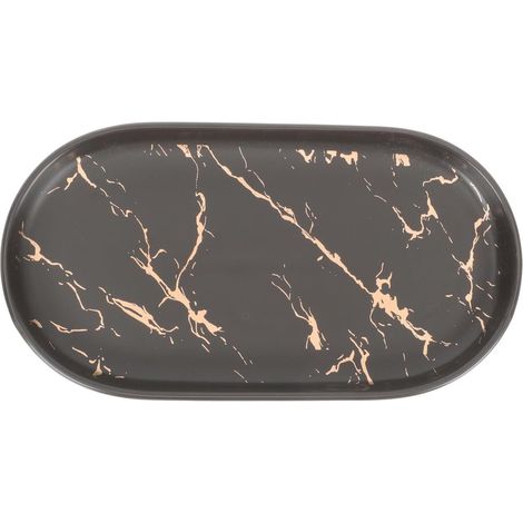 Plateau de Rangement Motif Marbre en Céramique Élégant et Facile à Nettoyer pour Salle de Bain ou Coiffeuse Support Stable et Design Décoratif'-'-