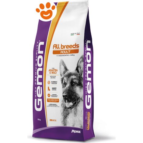 Monge Gemon Dog Adult All Breed Anatra e Riso - Sacco 15 Kg - Cibo Secco Cani