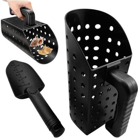 Pelle à Sable pour détecteur de métaux, 2 Accessoires de détecteur métaux, Pelle et à Sable en Plastique léger et Portable, Tamis pour Les bombardements Plage, Plaisir en Plein air (1/5)