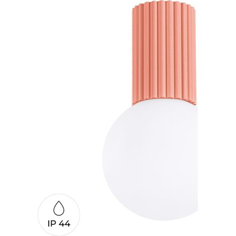 Faretto da soffitto moderno in vetro scanalato color pesca con sfera bianca per bagno corridoio 1xG9 8W IP44 HALO Sollux Lighting (1/5)