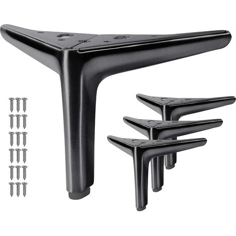 Patas de metal para muebles, patas para muebles de bricolaje, patas para sofás y sillas, juego de 4 unidades negras de 15 cm. (1/5)