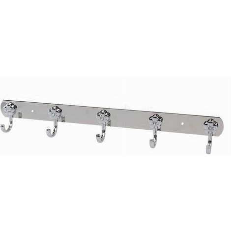 TRADE SHOP - Appendino Con 5 Ganci Fiori Parete Multiuso Acciaio Viti 45x7.5 Cm 52674 Appendi - (1/3)